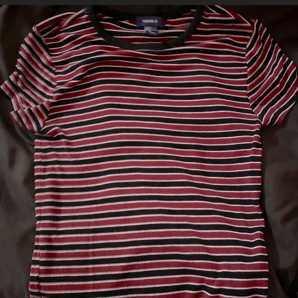 Red, Black, and White stripped t-shirt - Picture 1 of 5